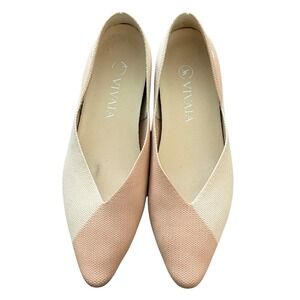 Vivaia Aria 5 Pointed Toe Flats Cream Apricot Two Tone Knit Shoes EU 38 US 7.5